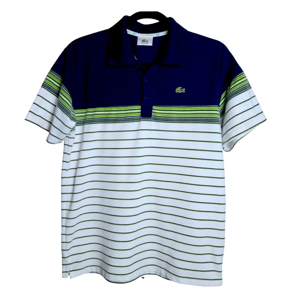 LACOSTE Polo Shirt Size 5 US M Mens Striped 100% Cotton Golf Tennis Casual